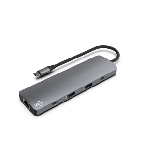 9-in-1 multiport hub space grey front side view