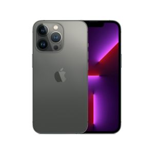 2 x iPhone 13 Pro Max Models postioned back to back, one showing the the 3 camera system and the other, the 6.7-inch screen display.