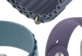 Apple Watch Series 11 bands: purple fog Sport Band, anchor blue Ocean Band, light blue Alpine Loop
