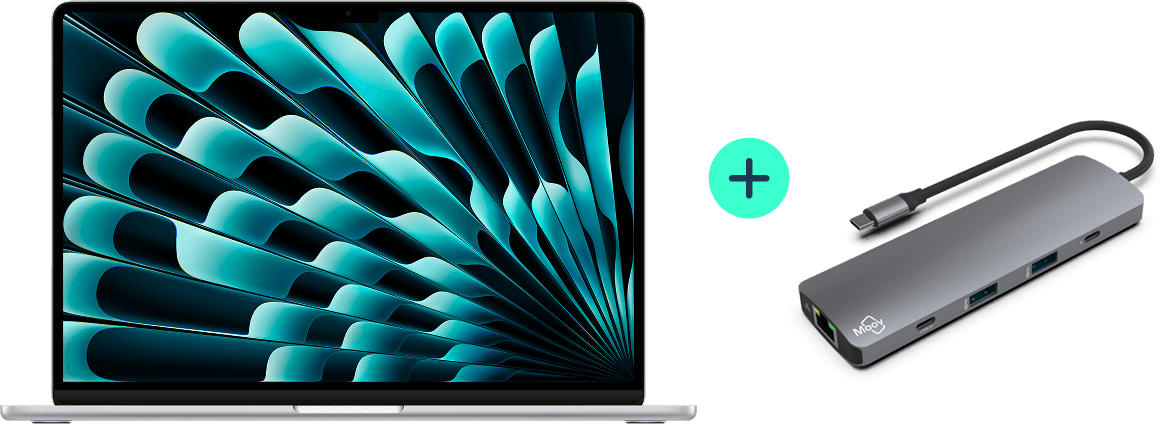 MacBook with Moov 9-in-1 multiport hub