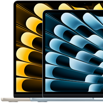 Two MacBook Air laptops demonstrating relative size of displays: 13.6 inches and 15.3 inches, measured diagonally