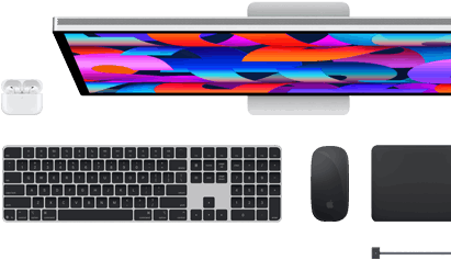 Mac accessories: AirPods, Studio Display, Magic Keyboard, Magic Mouse, Magic Trackpad, MagSafe charging cable