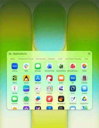 MacBook Neo screen with Applications window containing a wide variety of apps