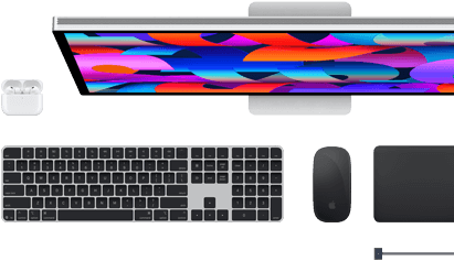 Mac accessories: AirPods, Studio Display, Magic Keyboard, Magic Mouse, Magic Trackpad, MagSafe charging cable