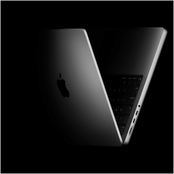 MacBook Pro positioned into the shape of a V, referencing the M5 chip family