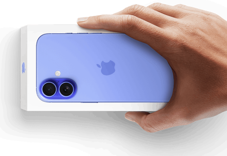 Person holding iPhone 15 in box