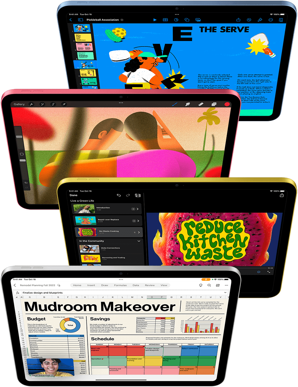 Showcasing Keynote, Procreate, iMovie, and Microsoft Excel + WebEx.