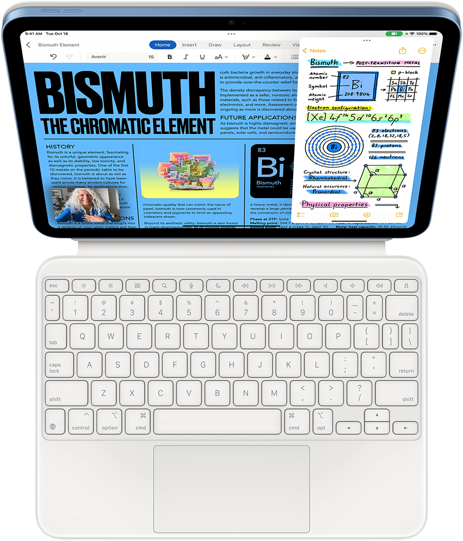 Slide Over with Pages and Notes app on iPad.