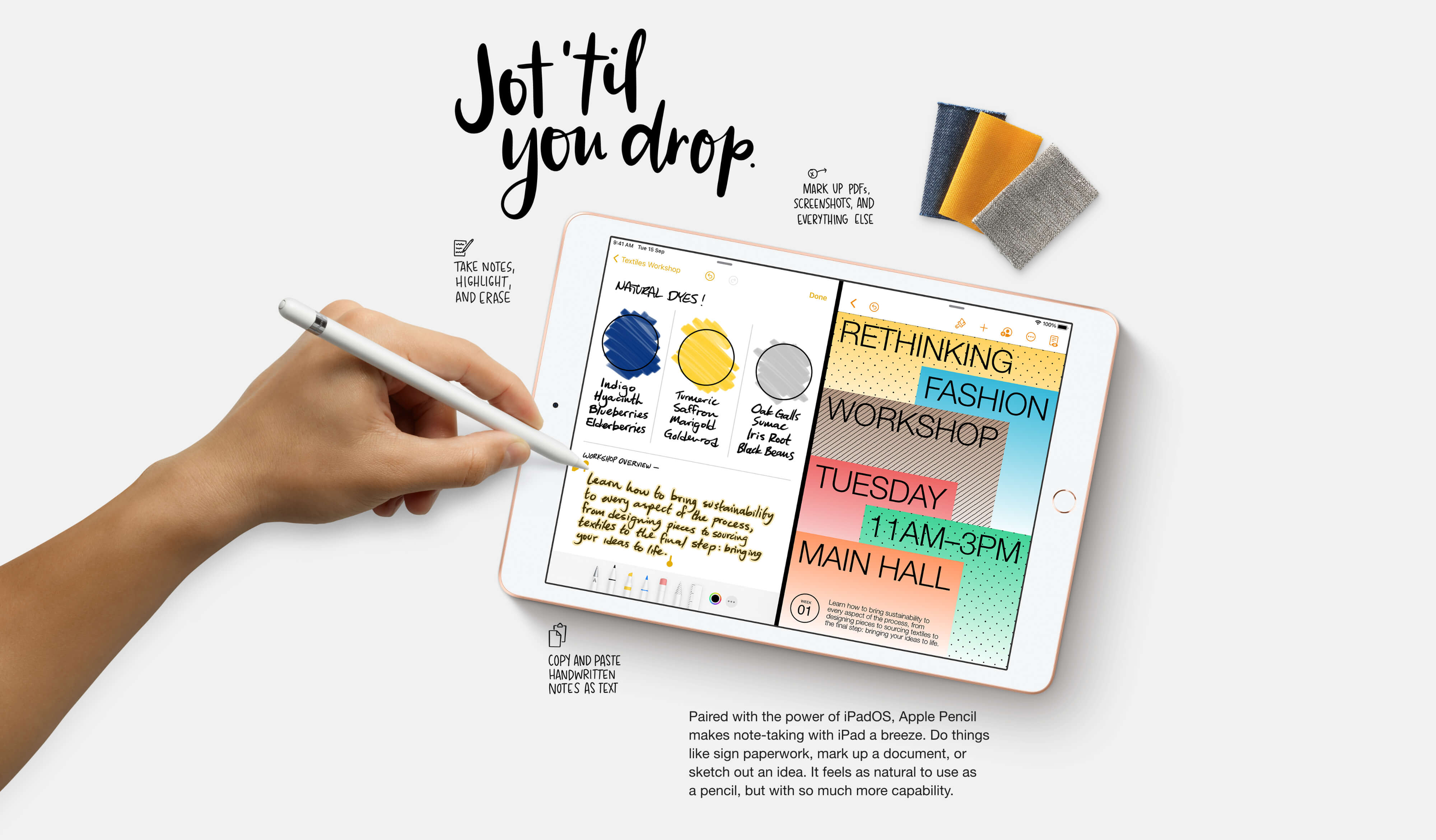 iPad 8th Generation - Paired with the power of iPad OS, Apple Pencil takes note-taking with iPad a breeze.