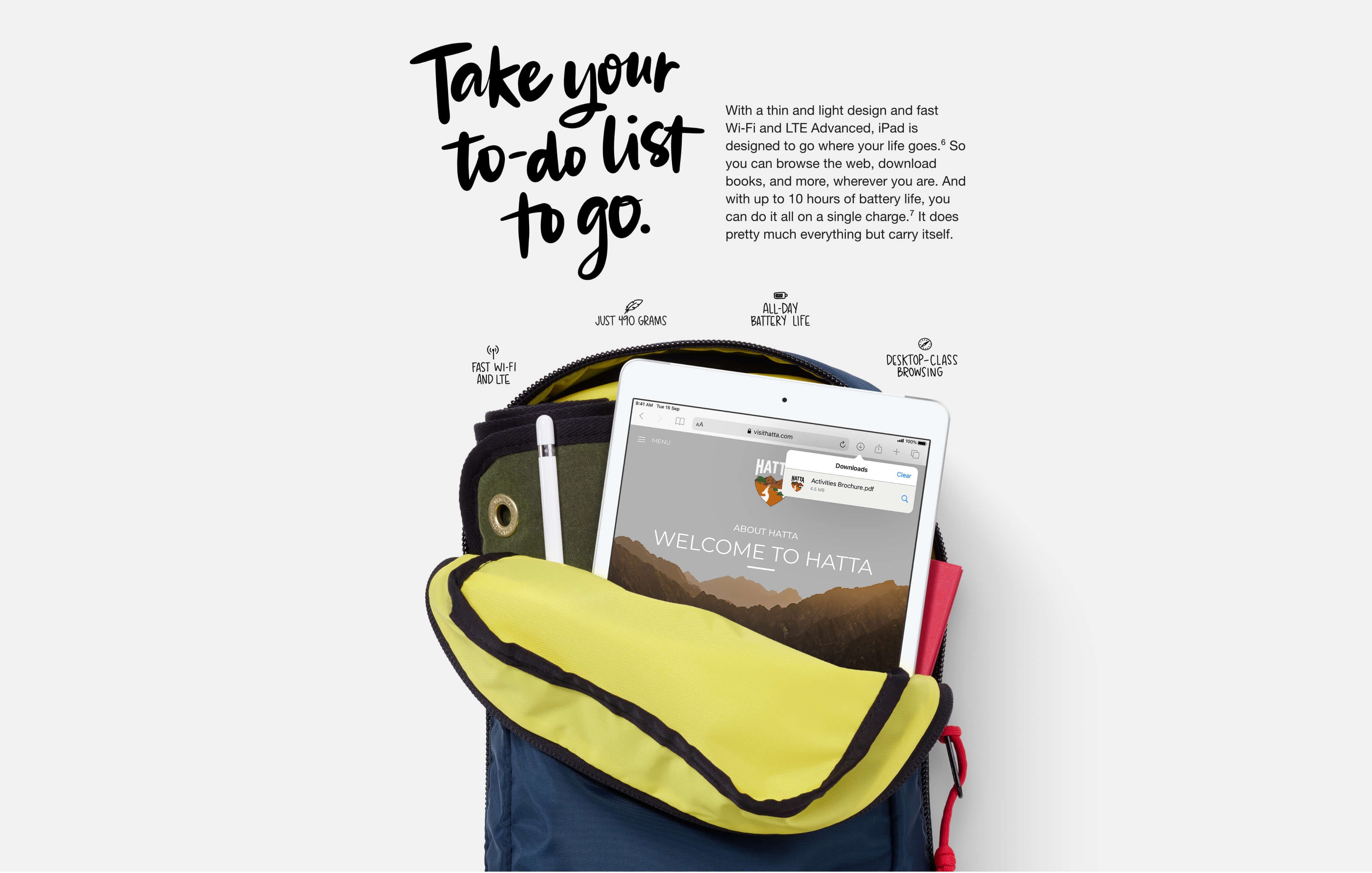 iPad 8th Generation -  Just 490 Grams, all day battery life, Desktop-class browsing, Fast Wi-Fi and LTE.