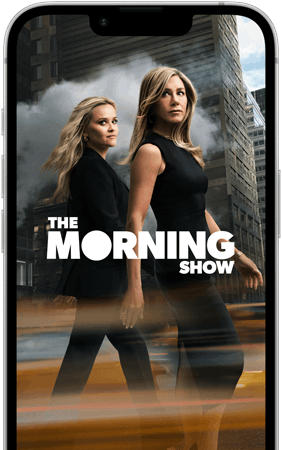 iPhone 17e front screen showing the Apple TV+ series The Morning Show