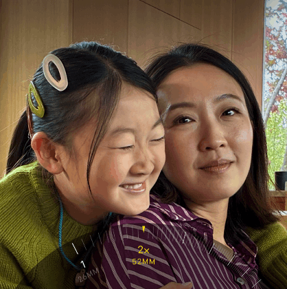 2x Telephoto feature in use, zooming in on mountain covered with trees and vegetation