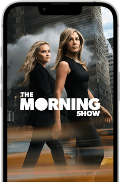 iPhone 17e front screen showing the Apple TV+ series The Morning Show