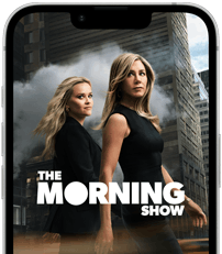 iPhone 17e front screen showing the Apple TV+ series The Morning Show